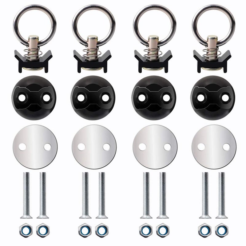 HERCOO Round Tie Down Anchor Point Kit Bolt on Track Fitting with Quick Release Compatible with Pickup Truck Motorcycles Snowmobiles - Image 1